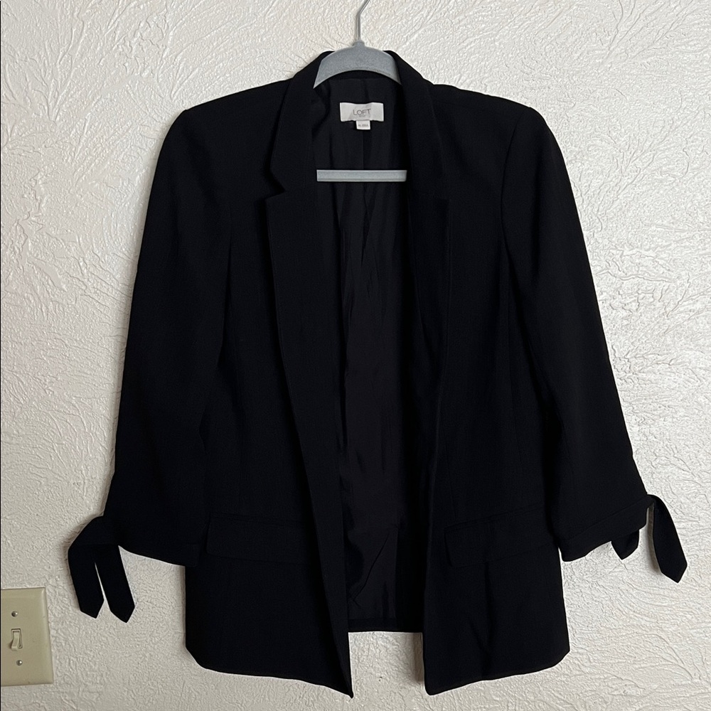 LOFT Black Blazer with Tie Sleeves